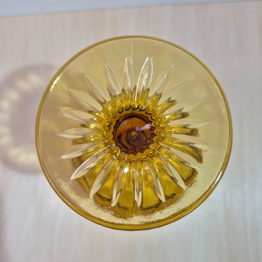 Amber Glass Goblet Wine Glass Footed Stemware Embossed Detail - Picture 3 of 5